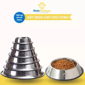 Bát Ăn Inox Chống Lật Cho Thú Cưng, Chén Ăn Không Gỉ Cho Chó Mèo