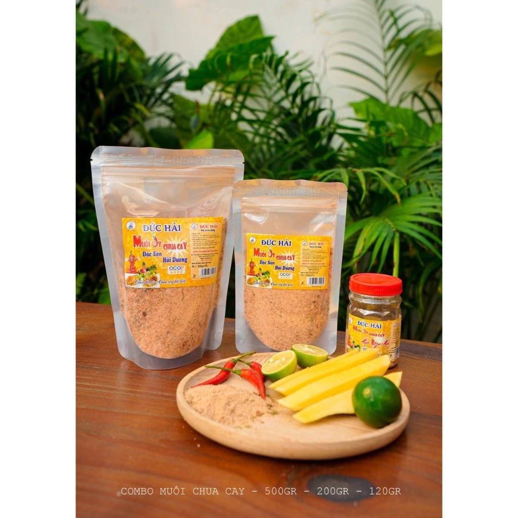 Combo 3 gói Muối ớt chua cay, Muối ô mai, Muối tôm Tây Ninh Đức Hải 200g-500g - Đức Hải Food