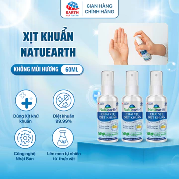 Combo 5 chai Xịt khử khuẩn tay đa năng Natuearth 60ml, nhỏ gọn tiện dụng sạch khuẩn | ECV