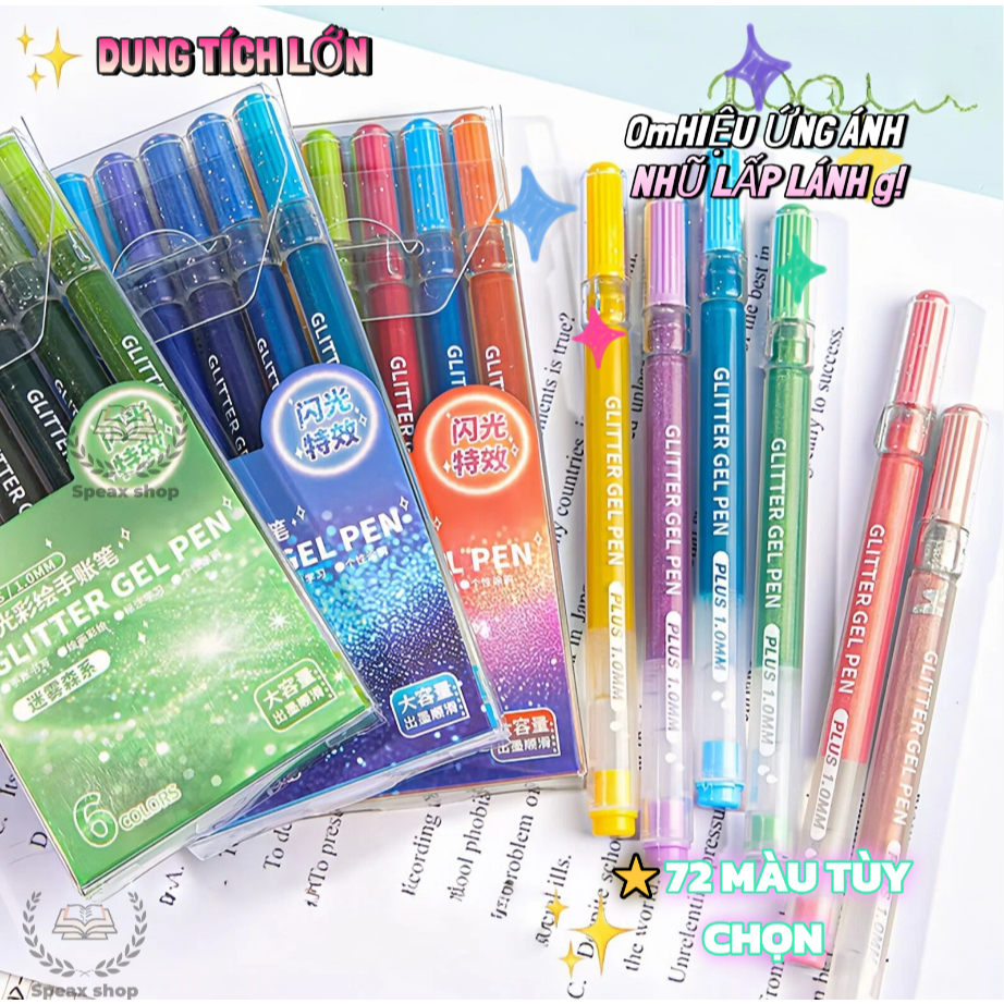 Bút marker nhũ lấp lánh dung tích lớn bút vẽ sổ tay 72 màu, hiệu ứng ánh kim đổi màu, dùng cho vẽ tranh & bullet journal