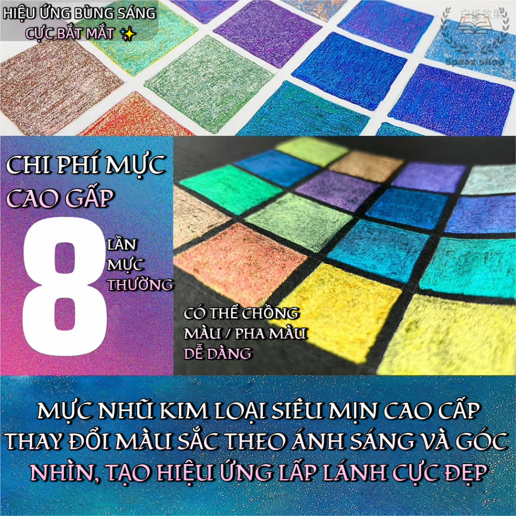 Bút marker nhũ lấp lánh dung tích lớn bút vẽ sổ tay 72 màu, hiệu ứng ánh kim đổi màu, dùng cho vẽ tranh & bullet journal