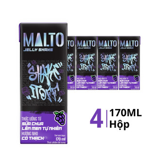 Thùng Sữa Lúa Mạch Có Thạch MALTO Nho, Bạc Hà, Socola 48 Hộp x 180ml - Thơm Ngon Và Giàu Dưỡng Chất