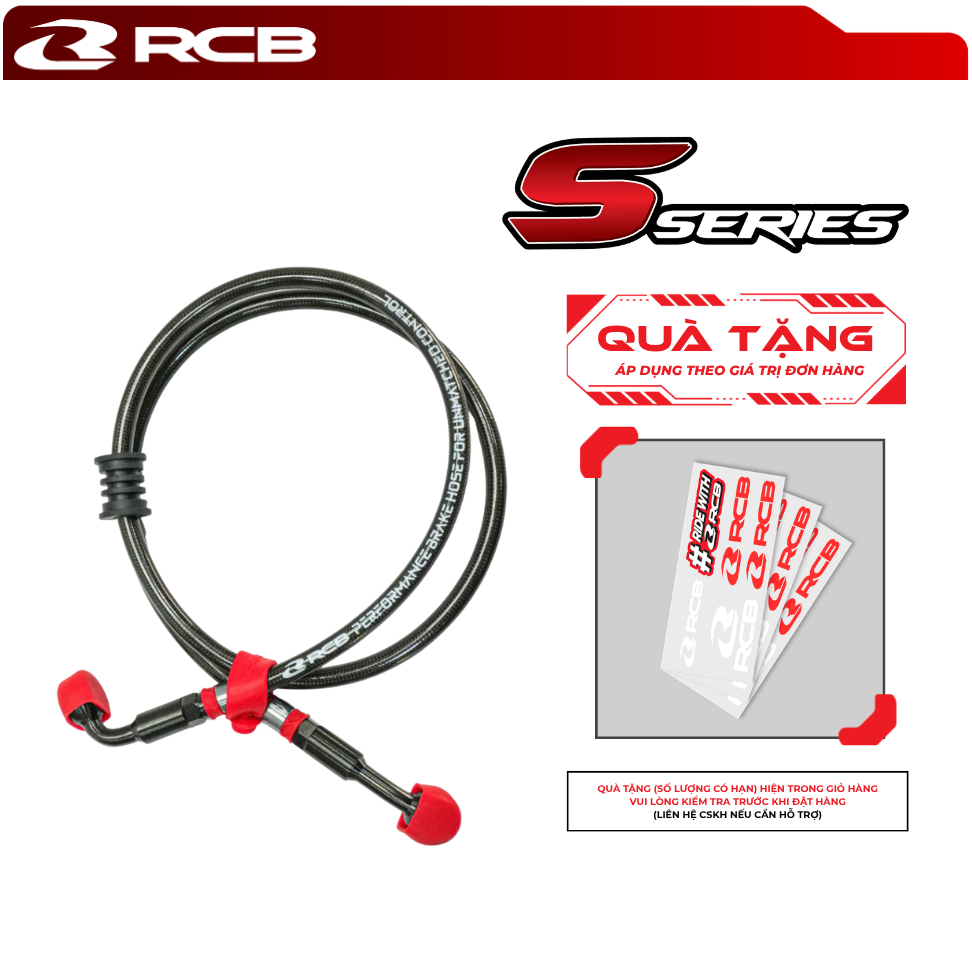 Dây Dầu Phanh Trước RCB S-Series (Bạc / Titanium) 480mm/950mm – Áp Suất Ổn Định, Chịu Nhiệt Cao