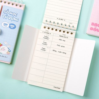 Sổ Tay Học Từ Vựng Tiếng Anh Tiếng Trung Size A5/A6 100 Trang Kẻ Bảng Layout Khoa Học Giấy 100gsm Dày Dặn Không Thấm