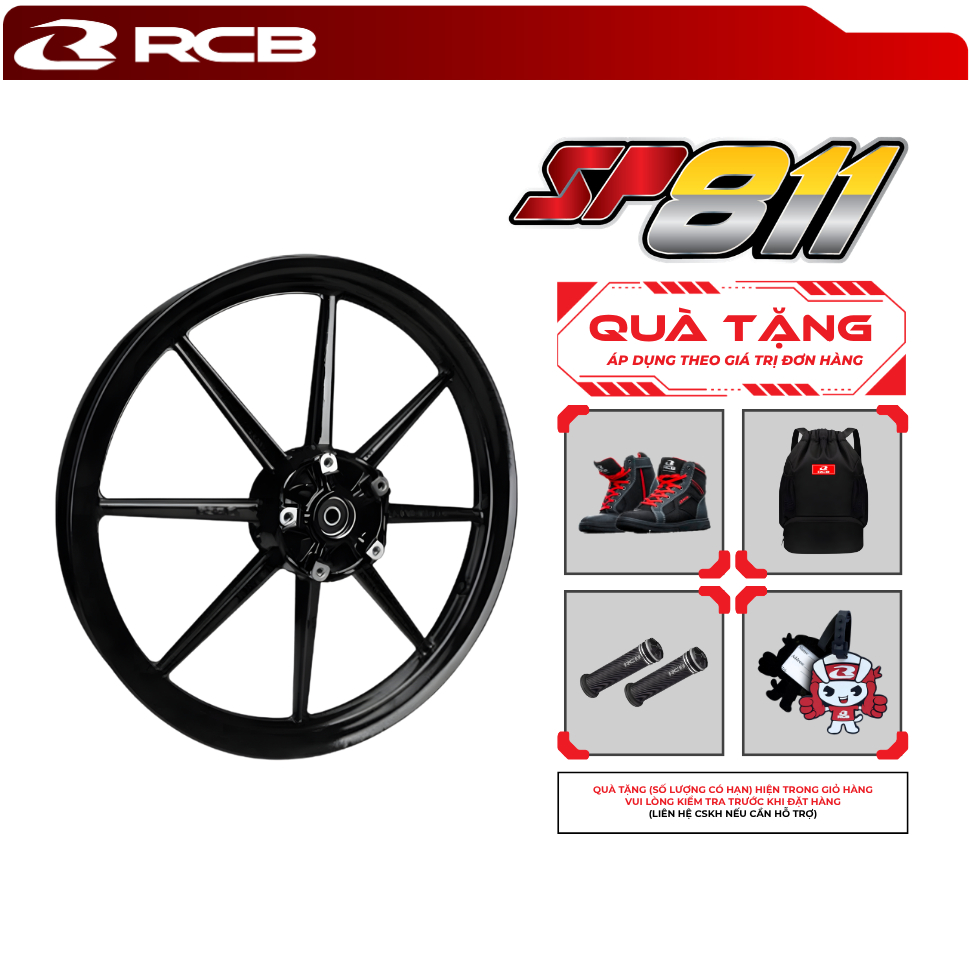 Mâm xe RCB SP811 Exciter 135/150, Suzuki Belang, Click 110/125 – Mâm nhôm đúc thể thao