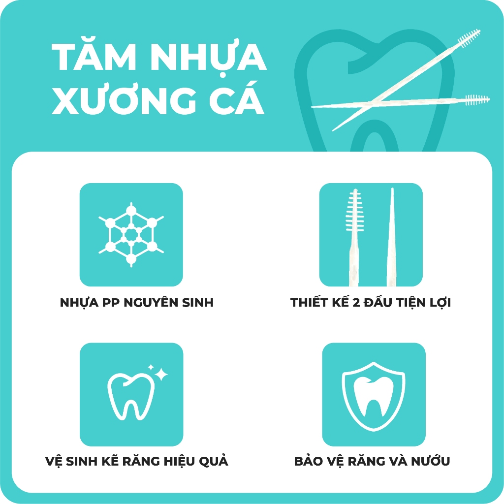 Combo 5 hộp Tăm nhựa xương cá YUMY 500 chiếc tăm nha khoa 2 đầu mềm tiện lợi bảo vệ nướu (TN11-134)