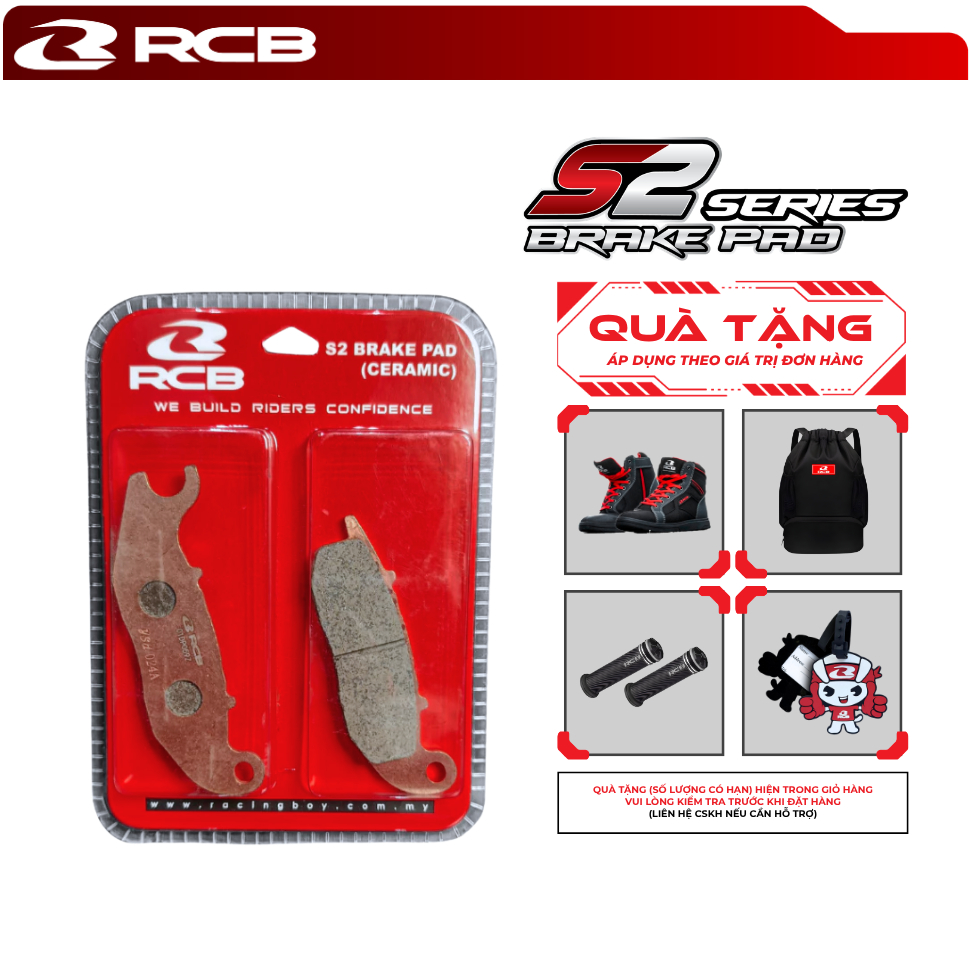 Bố Thắng Đĩa RCB S2 Copper – Trước/Sau – Dành Cho Y15ZR, NMAX, CBR150, RS150R, MSX125i, W125, W110