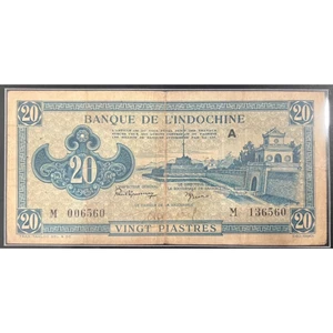 Sưu Tầm Đông Dương 20 piastres vua cùi xanh 1942 1945