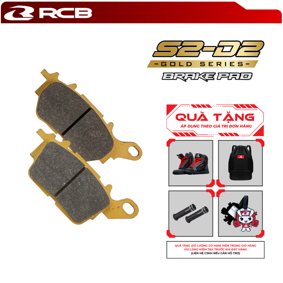 Bố Thắng RCB S2 - D2 Gold Series dành cho heo thắng RCB R1, R55 và Xe LC135/R15/NVX/Y16R