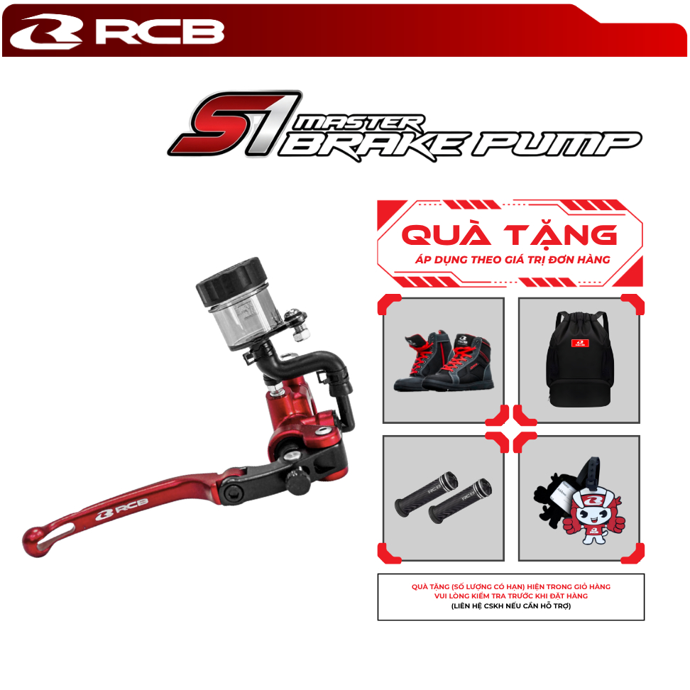 Tay Côn Dầu (Bên Trái) RCB S1 Forged Master Brake -  Clutch Pump14mm – Exciter 150 / Winner / Raider / Sonic