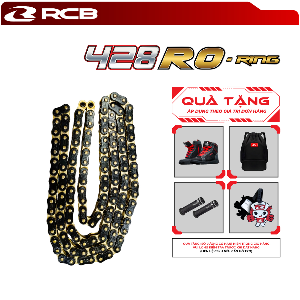 Sên RCB O‑Ring Series 428HO / 415HO 124L & 132L – Chống Gỉ, Bền Bỉ, Gắn Xe Máy Phổ Thông