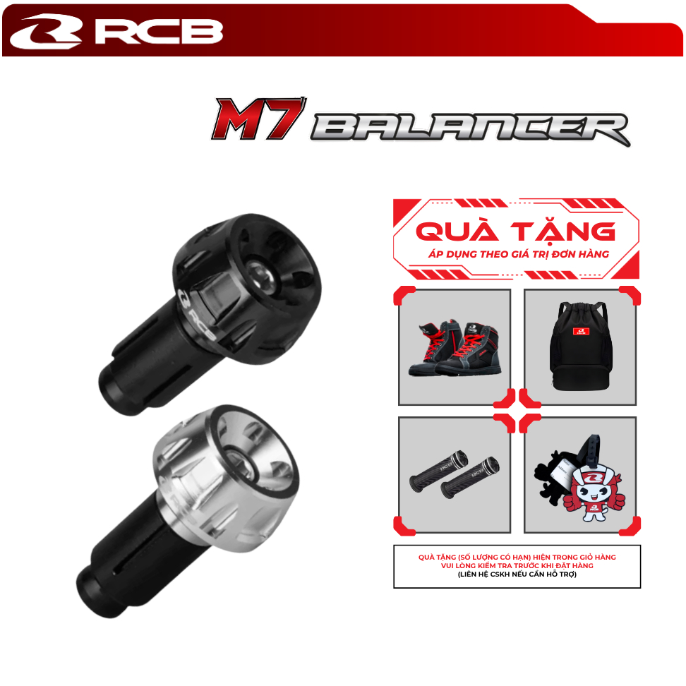 Gù Tay Lái RCB M7 Balancer Nhôm CNC Universal – Gù Ghi Đông 22mm, Giảm Rung, Lắp Đa Dạng Dòng Xe