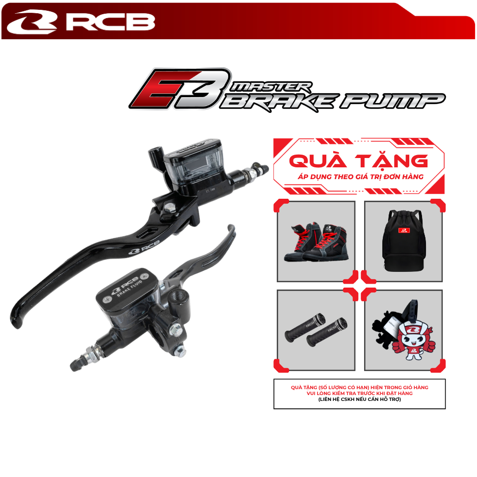 Tay Dầu RCB E3 12.7mm – Bình Dầu Vuông Trong Suốt – Màu Đen