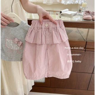 [B&G] Sét áo thun xám in mèo phối quần dài hồng dễ thương cho bé gái từ 10-45kg(2-12 tuổi)