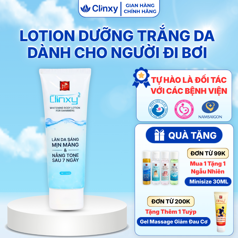Sữa Dưỡng Thể Lotion Body Clinxy Dành Cho Người Đi Bơi, Cấp Ẩm Sâu, Hỗ Trợ Sáng Da 100ML
