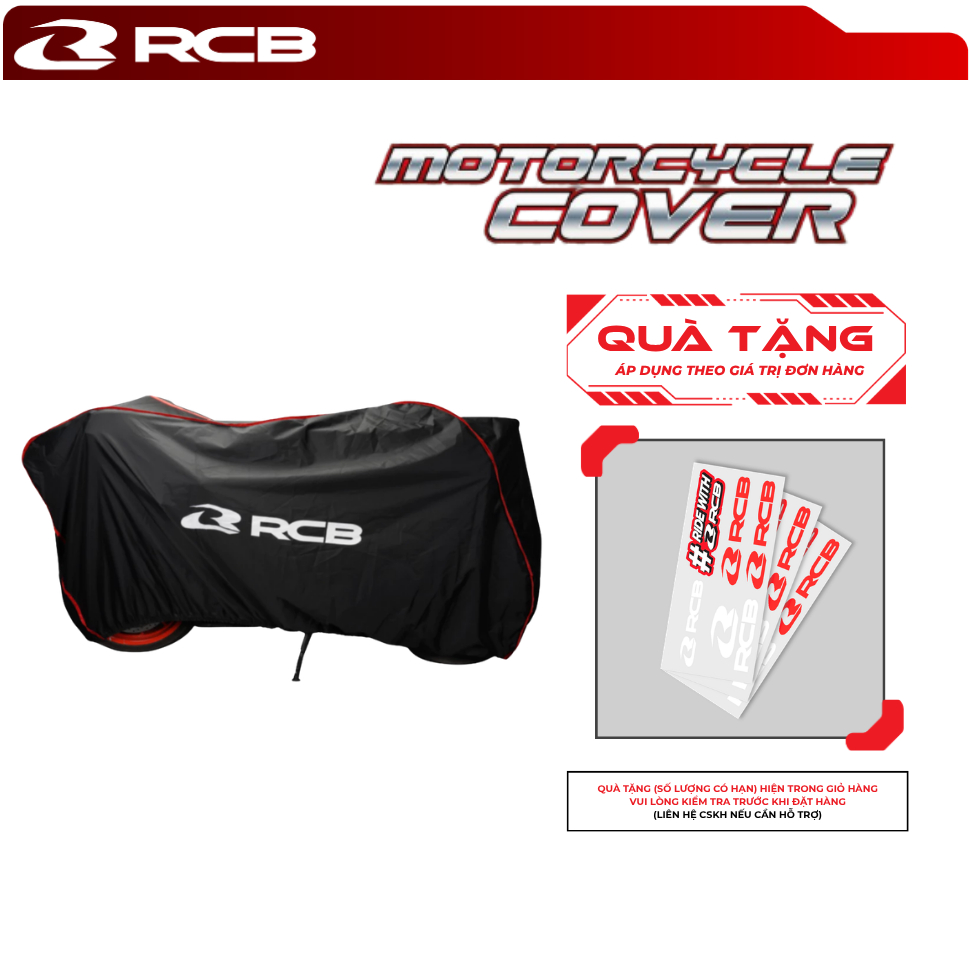 Bạt Trùm Xe Máy RCB Motorcycle Cover Chống Nước Chống UV Vải Polyester Cao Cấp Size M L XL