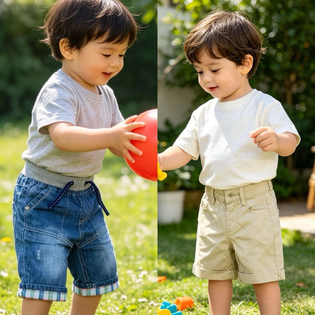 Quần short bé trai xuất dư A308 L075 size 2-10y (12-38kg) mát mặc hè thoải mái