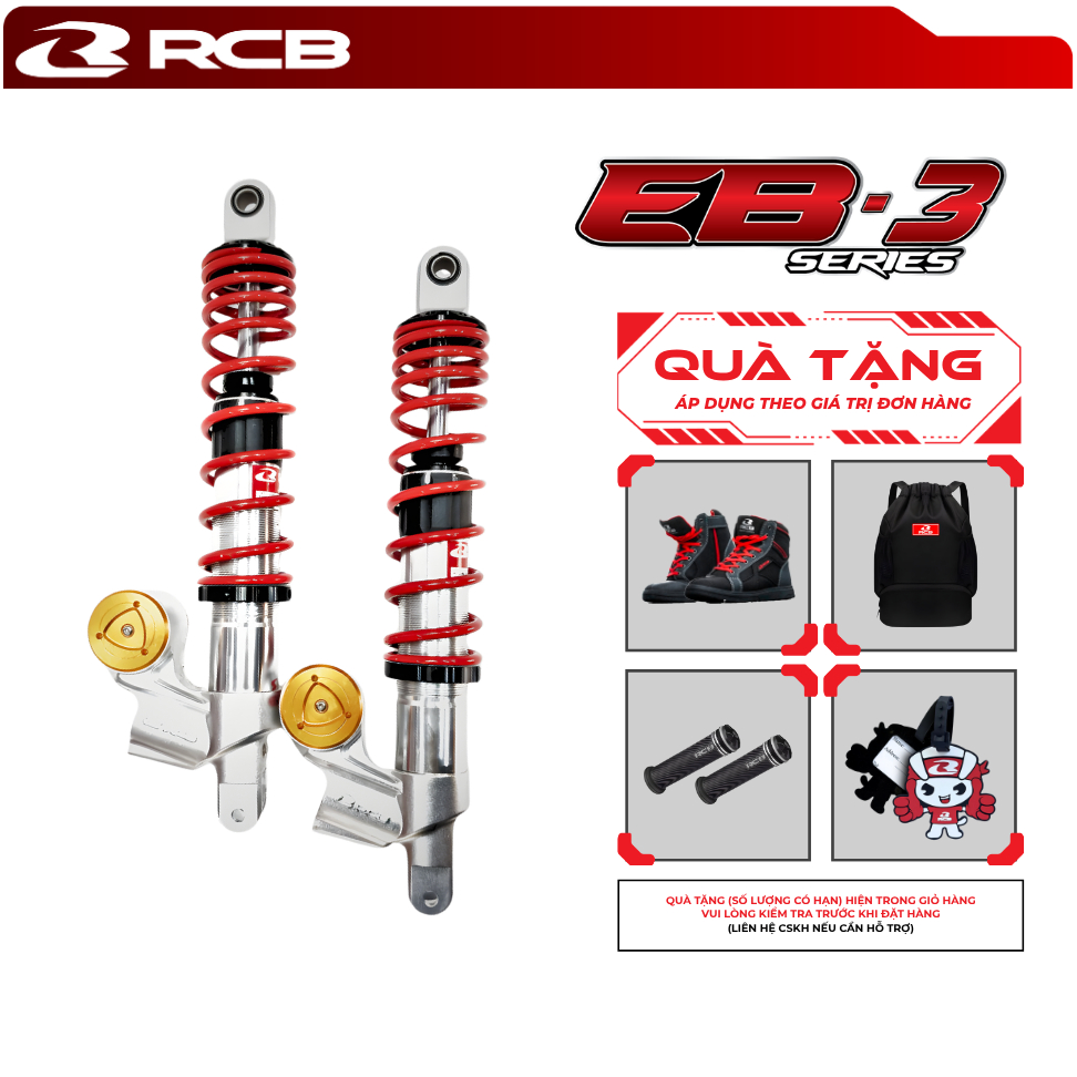 Phuộc Đôi RCB EB3 SHVN125/150/160 - Bình Dầu Dưới - 380mm