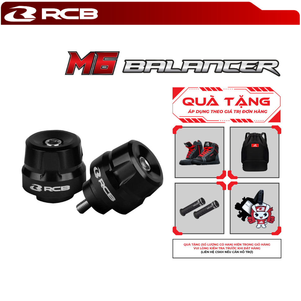 Gù Tay Lái RCB M6 Balancer Nhôm CNC – Gù Vặn 6mm Cho Xe Honda, Giảm Rung, Tăng Độ Đầm Tay Lái