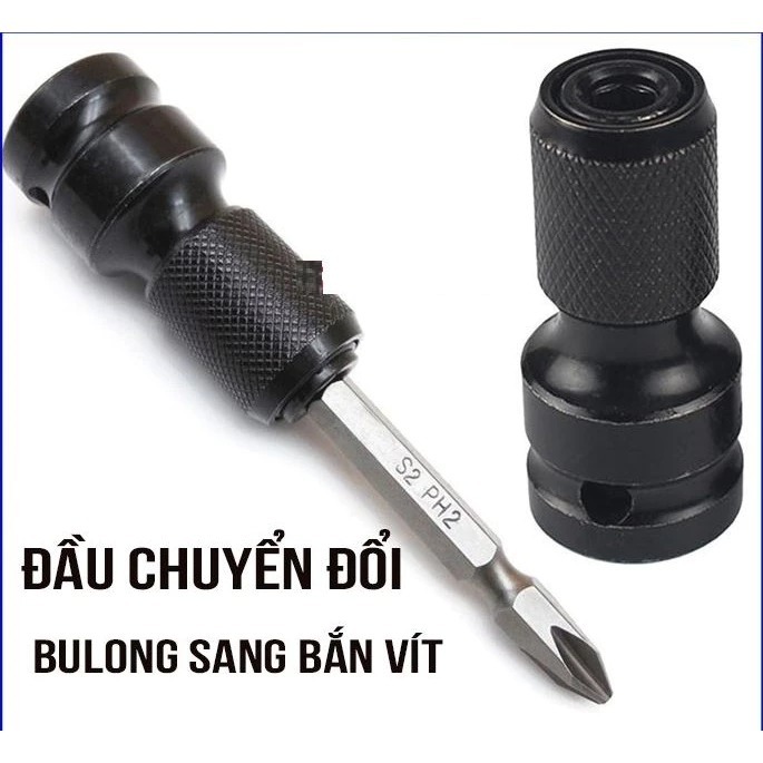 Đầu Chuyển Bulong 1/2 Sang Bắn Vít Lục Giác - Dùng Cho Máy Siết Bulong Chuyển Sang Bắn vít