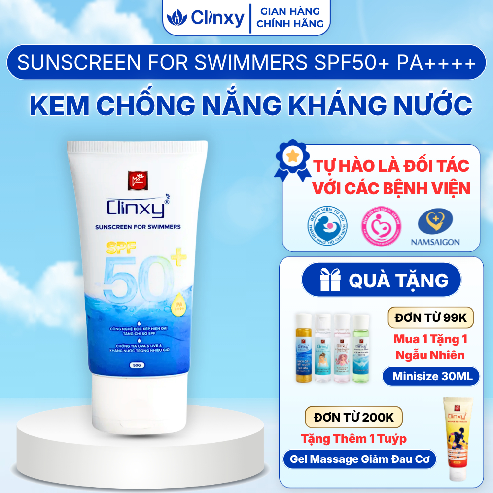 Kem Chống Nắng Kháng Nước Clinxy Dành Cho Người Đi Bơi, Giúp Bảo Vệ Da, Hạn Chế Sạm Da (50g)