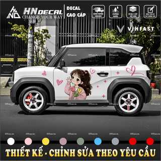 Tem dán xe VF3 - Decal dán xe VF3 mẫu tem cô gái xinh xắn ( mẫu VF3 - 187 )