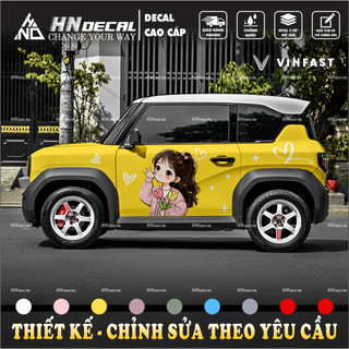 Tem dán xe VF3 - Decal dán xe VF3 mẫu tem cô gái xinh xắn ( mẫu VF3 - 187 )