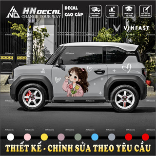 Tem dán xe VF3 - Decal dán xe VF3 mẫu tem cô gái xinh xắn ( mẫu VF3 - 187 )