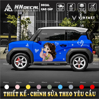 Tem dán xe VF3 - Decal dán xe VF3 mẫu tem cô gái xinh xắn ( mẫu VF3 - 187 )