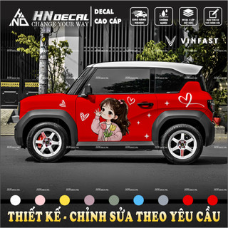 Tem dán xe VF3 - Decal dán xe VF3 mẫu tem cô gái xinh xắn ( mẫu VF3 - 187 )