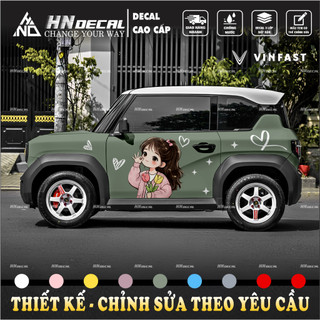 Tem dán xe VF3 - Decal dán xe VF3 mẫu tem cô gái xinh xắn ( mẫu VF3 - 187 )