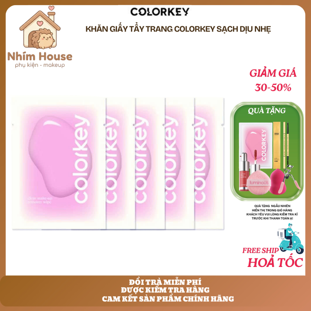Khăn Giấy Tẩy Trang COLORKEY Sạch dịu nhẹ tiện lợi | NHÍM HOUSE