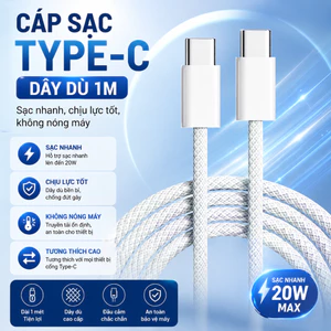 Cáp sạc Type-C dây dù 1m – Sạc nhanh, chịu lực tốt, không nóng máy