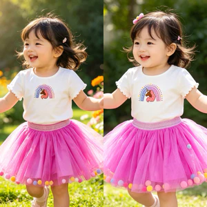 Set váy bé gái xuất dư xịn mặc hè 0396L size 12m-2y (7-11kg) xinh xắn thoáng mát