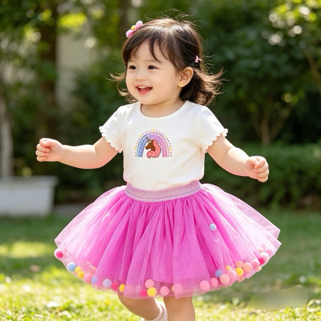 Set váy bé gái xuất dư xịn mặc hè 0396L size 12m-2y (7-11kg) xinh xắn thoáng mát