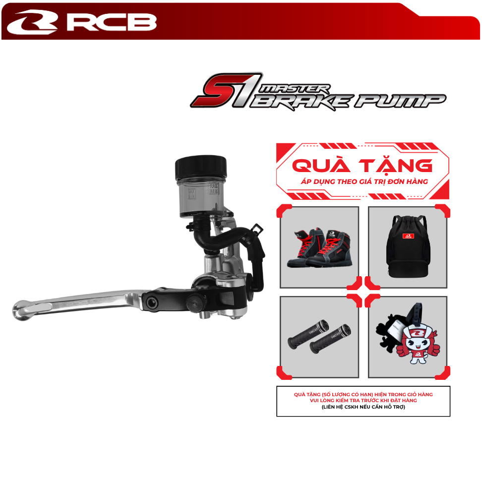 Tay Dầu RCB S1 Master Brake Pump 14mm /17mm Phải Long Lever – Cần Dài Êm, Gắn Đa Dạng Xe Côn Tay