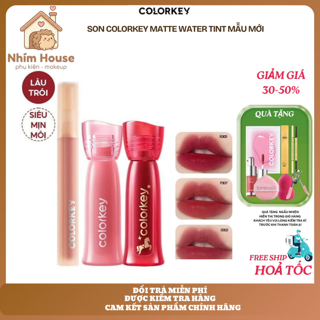 Son COLORKEY Watery Tint Bền Màu Lâu Trôi, Không Dính Cốc 2.5g Mẫu Mới | NHÍM HOUSE