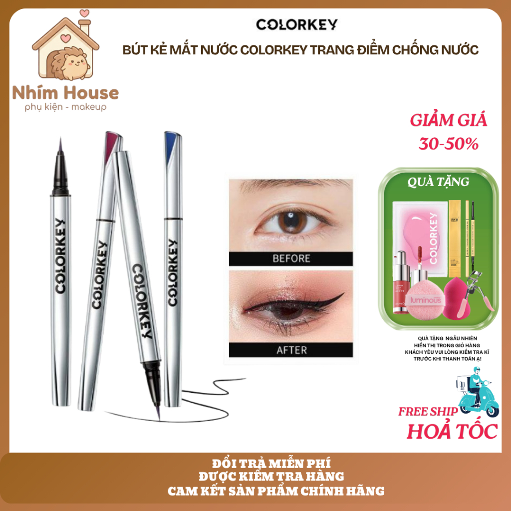 COLORKEY Bút Kẻ Mắt Nước Trang Điểm Chống Nước Lâu Trôi 0.5g | NHÍM HOUSE