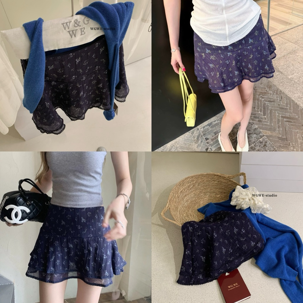 [Sẵn + Hỏa tốc] 𝐍𝐚𝐢𝐢.𝐨𝐫𝐝𝐞𝐫 𝐱 𝐖𝐠𝐰𝐞 |​ Chân váy hoa nhí phối ren dáng ngắn phong cách trẻ trung cá tính #W9363