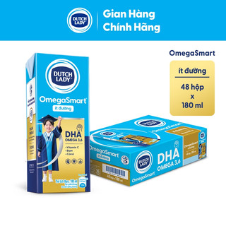 [KOL] Thùng 48 Hộp Sữa Dinh Dưỡng Dutch Lady OmegaSmart Ít Đường 48x180ml