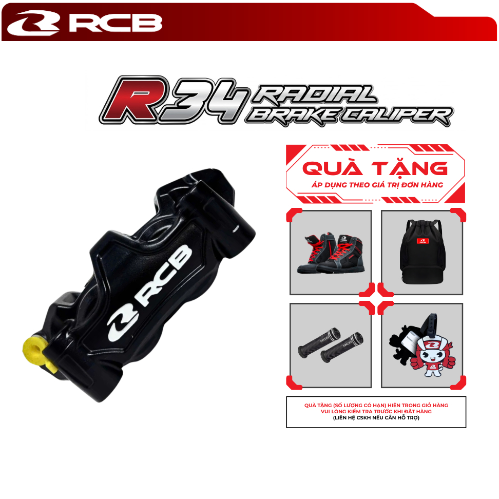 Heo Dầu RCB R34 Radial 4 Piston -  Chân Bắt 100mm