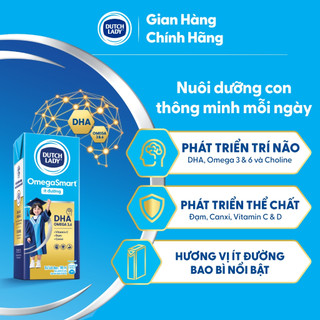 [KOL] Thùng 48 Hộp Sữa Dinh Dưỡng Dutch Lady OmegaSmart Ít Đường 48x180ml