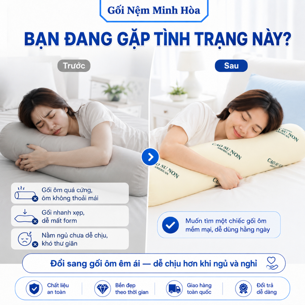 Ruột Gối Ôm Cao Su Non Memory Foam - Êm Ái, Kháng Khuẩn, Nâng Đỡ Giấc Ngủ Ngon, An Toàn Khi Sử Dụng