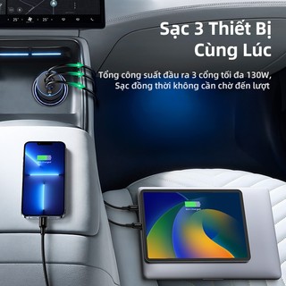 UGREEN Sạc ô tô 130W PD3.0 Sạc siêu nhanh 3 cổng USB-A+USB-C cho iPhone 17 16 15 pro max Xiaomi OPPO,Car Charger