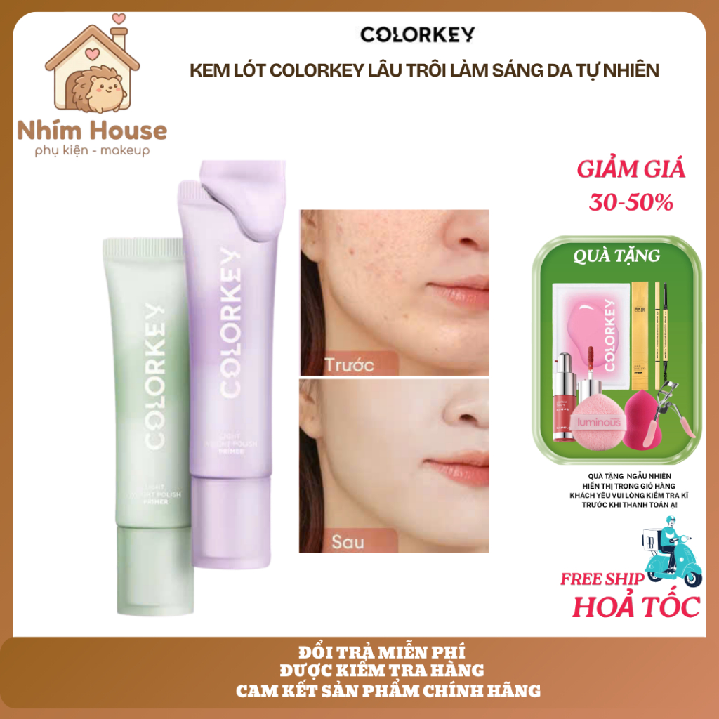 COLORKEY Kem Lót Giúp Hiệu Chỉnh Màu Da & Nâng Tone Da Mỏng Nhẹ Không Bí Da 30g | NHÍM HOUSE