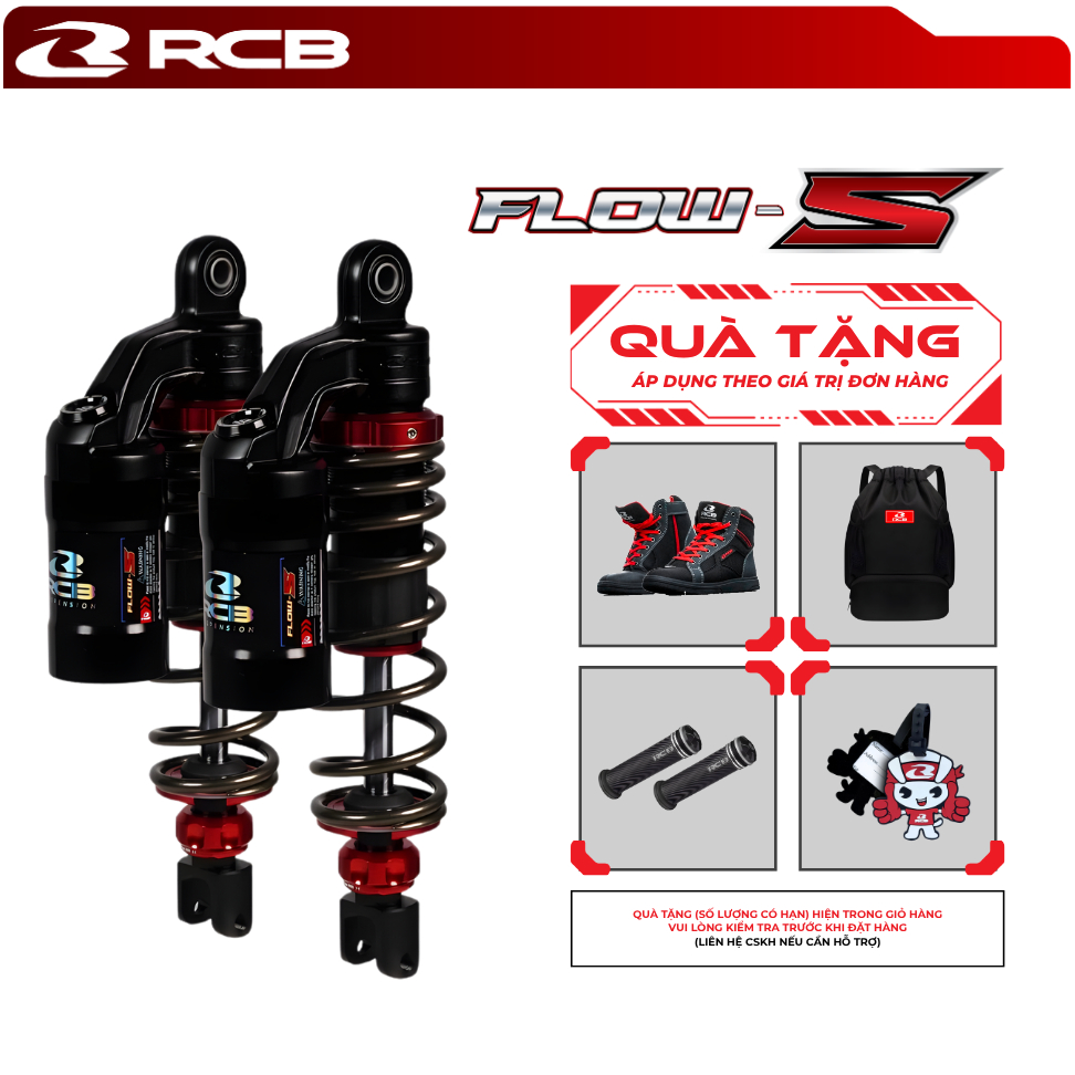 Phuộc Đôi RCB FLOW-S 275mm/320mm/335mm cho Wave/Dream/Future/Sirius/Jupite/Airblade