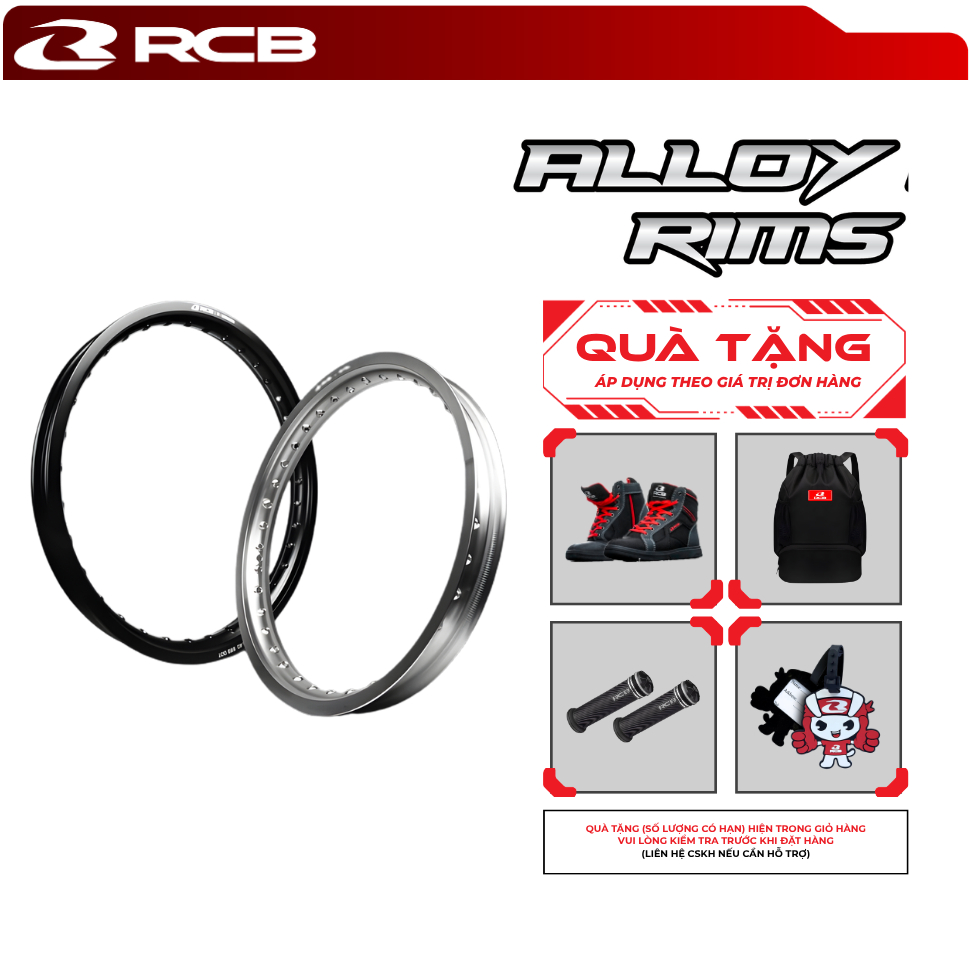 Niềng Nhôm RCB Alloy Rim Size 1.2 1.4 1.6 1.85 2.15 2.5 – Niềng Xe Máy – Đa Dạng Dòng Xe