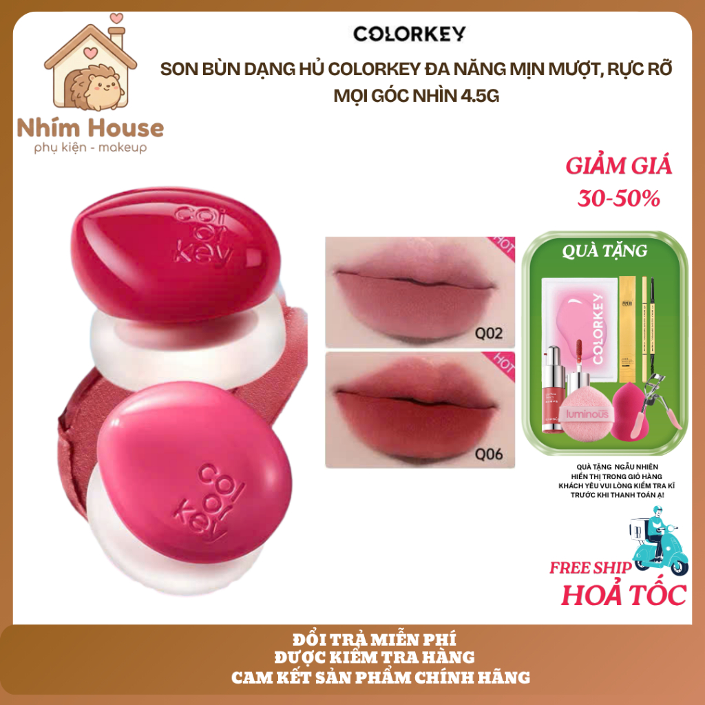 Son Bùn Dạng Hủ Colorkey Đa Năng Mịn Mượt, Rực Rỡ Mọi Góc Nhìn 4.5g | NHÍM HOUSE