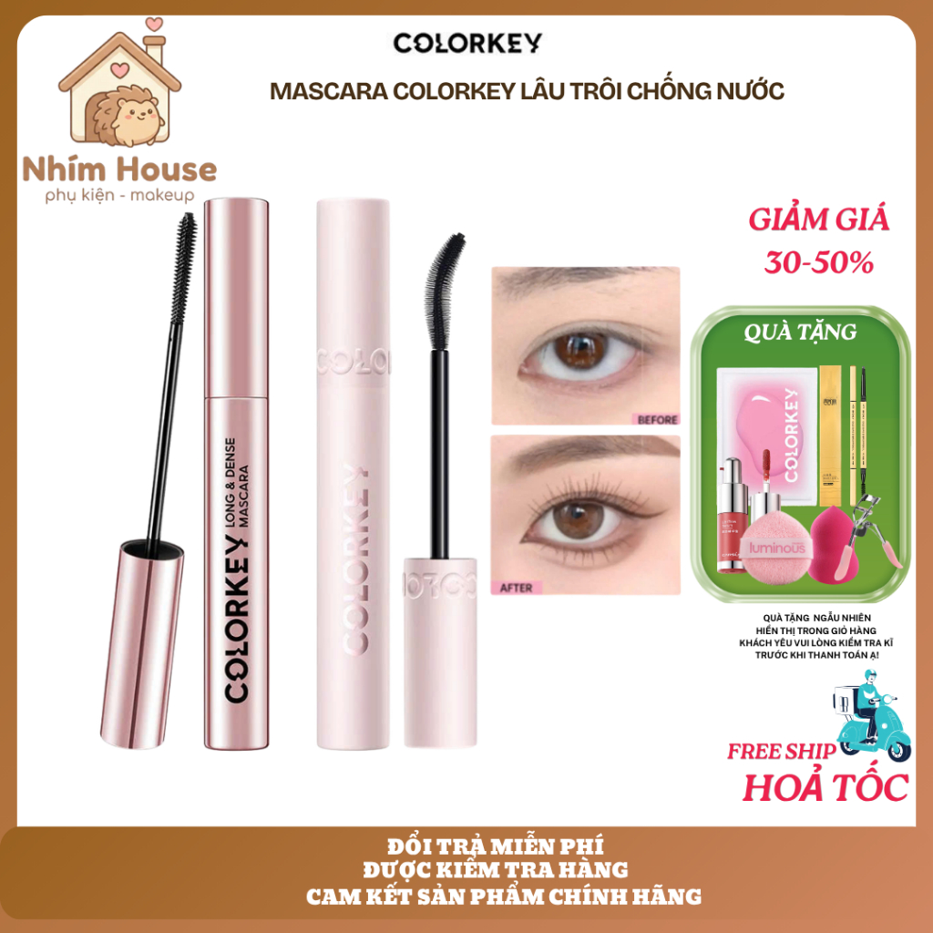 COLORKEY Mascara giúp Mi Dài Và Tơi Tự Nhiên, Nhanh Khô, Không Lem 10G | NHÍM HOUSE