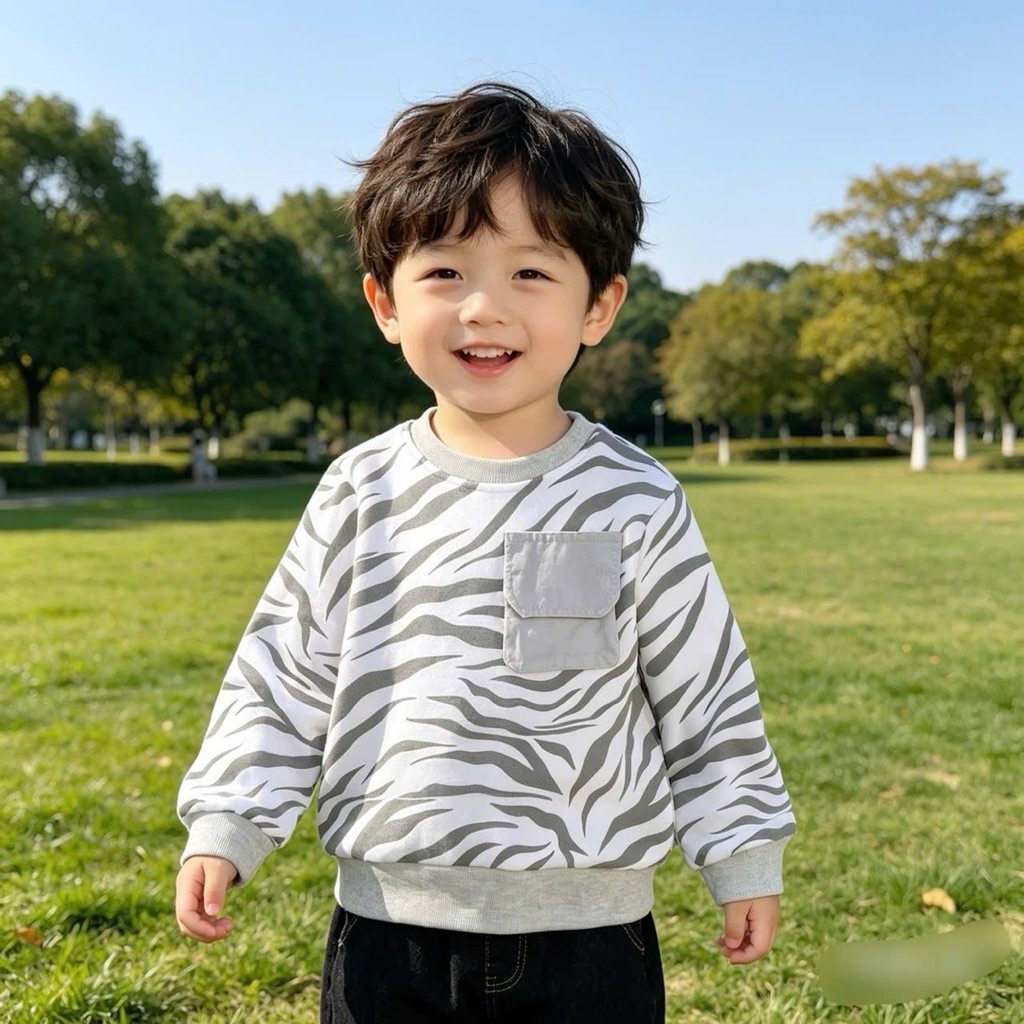 Áo nỉ bông bé trai dài tay mặc thu đông Beboong 059A size 80-130 (9-25kg) dày ấm mềm mịn